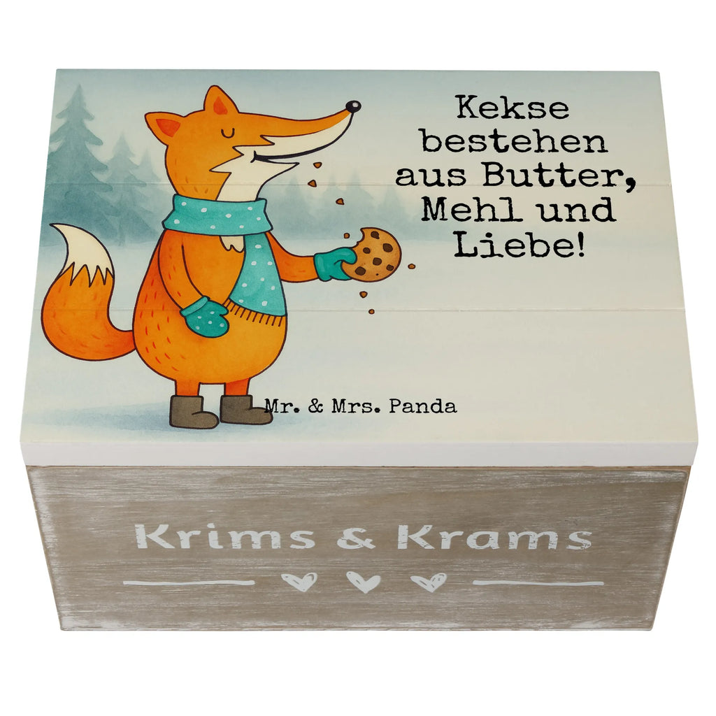 Holzkiste Fuchs Keks Design Truhe, Geschenkbox, Schatzkiste, Holzkiste, Erinnerungskiste, Erinnerungsbox, Dekokiste, Aufbewahrungsbox, Schatulle, Kiste, XXL, Geschenkdose, Fuchs, Winter, Plätzchen, Weihnachtszeit, Backen Spruch, Füchse, Liebe, Kekse, Küche Deko