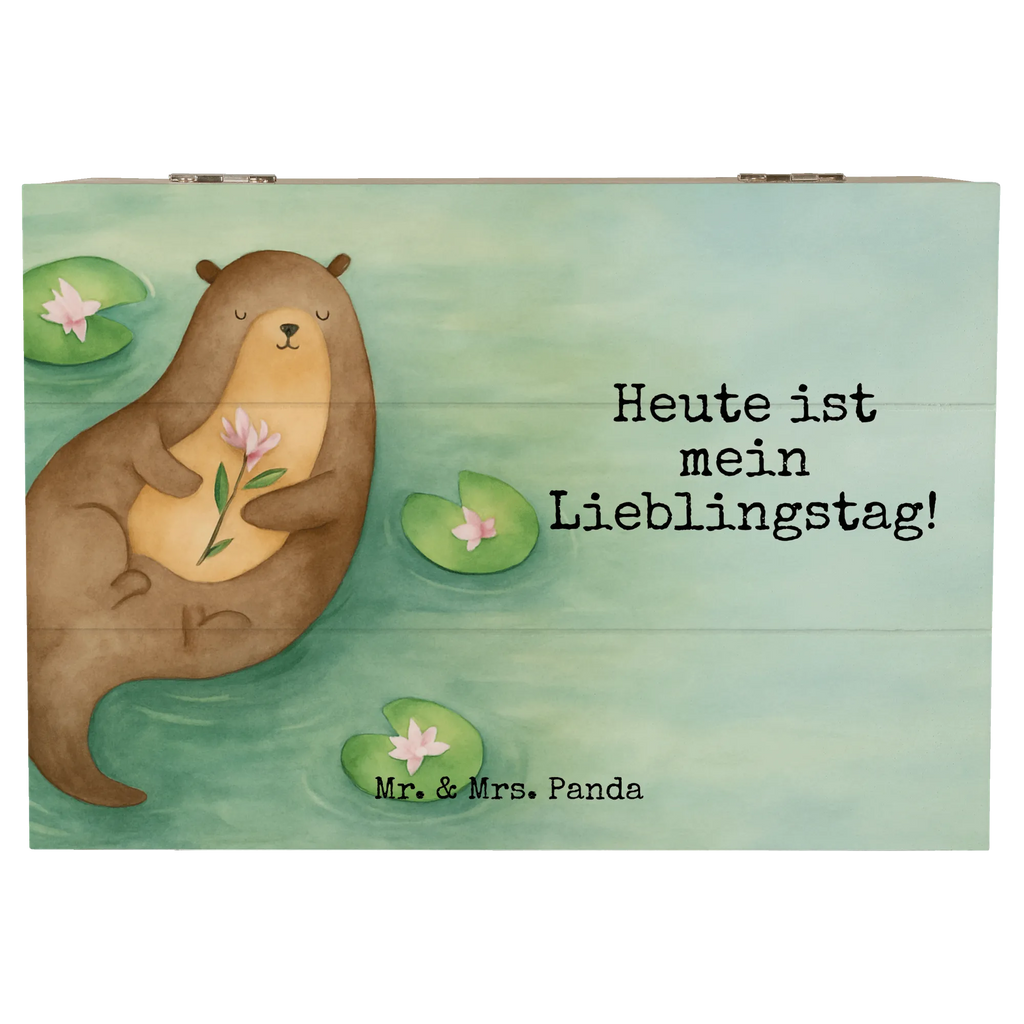 Skrzynia drewniana wydra lilia wodna Design Holzkiste, Kiste, Schatzkiste, Truhe, Schatulle, XXL, Erinnerungsbox, Erinnerungskiste, Dekokiste, Aufbewahrungsbox, Geschenkbox, Geschenkdose, Otter, Fischotter, Seeotter, Otter Seeotter See Otter