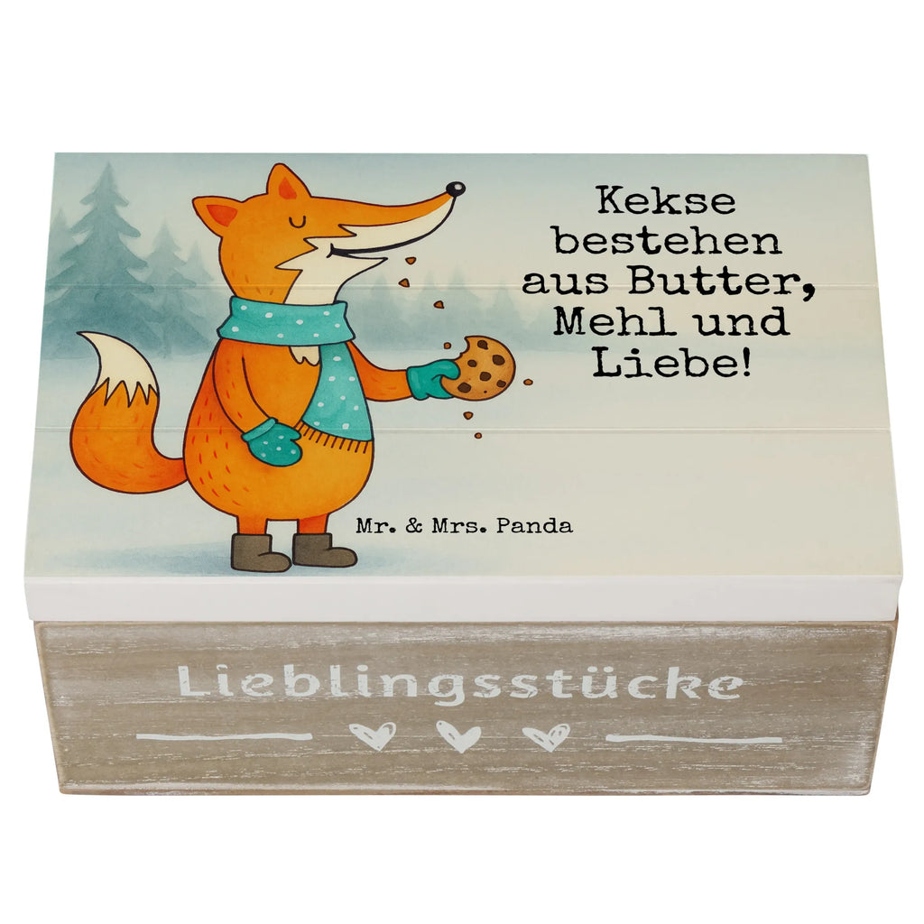 Holzkiste Fuchs Keks Design Truhe, Geschenkbox, Schatzkiste, Holzkiste, Erinnerungskiste, Erinnerungsbox, Dekokiste, Aufbewahrungsbox, Schatulle, Kiste, XXL, Geschenkdose, Fuchs, Winter, Plätzchen, Weihnachtszeit, Backen Spruch, Füchse, Liebe, Kekse, Küche Deko