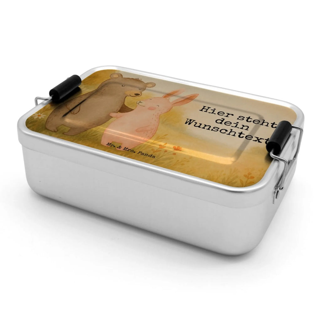 Spersonalizowany metalowy pojemnik na lunch Niedźwiedź i królik Przytulać Design Schule, Brotbox mit Namen, Brotbox, Kindergarten, Brotdose mit Namen, Brotdose, Geschenk mit Namen, Uni, Liebe, Partner, Freund, Freundin, Ehemann, Ehefrau, Heiraten, Verlobung, Heiratsantrag, Liebesgeschenk, Jahrestag, Hocheitstag, Bär, Bärchen, bester Freund, Freunde, Hase, best friends