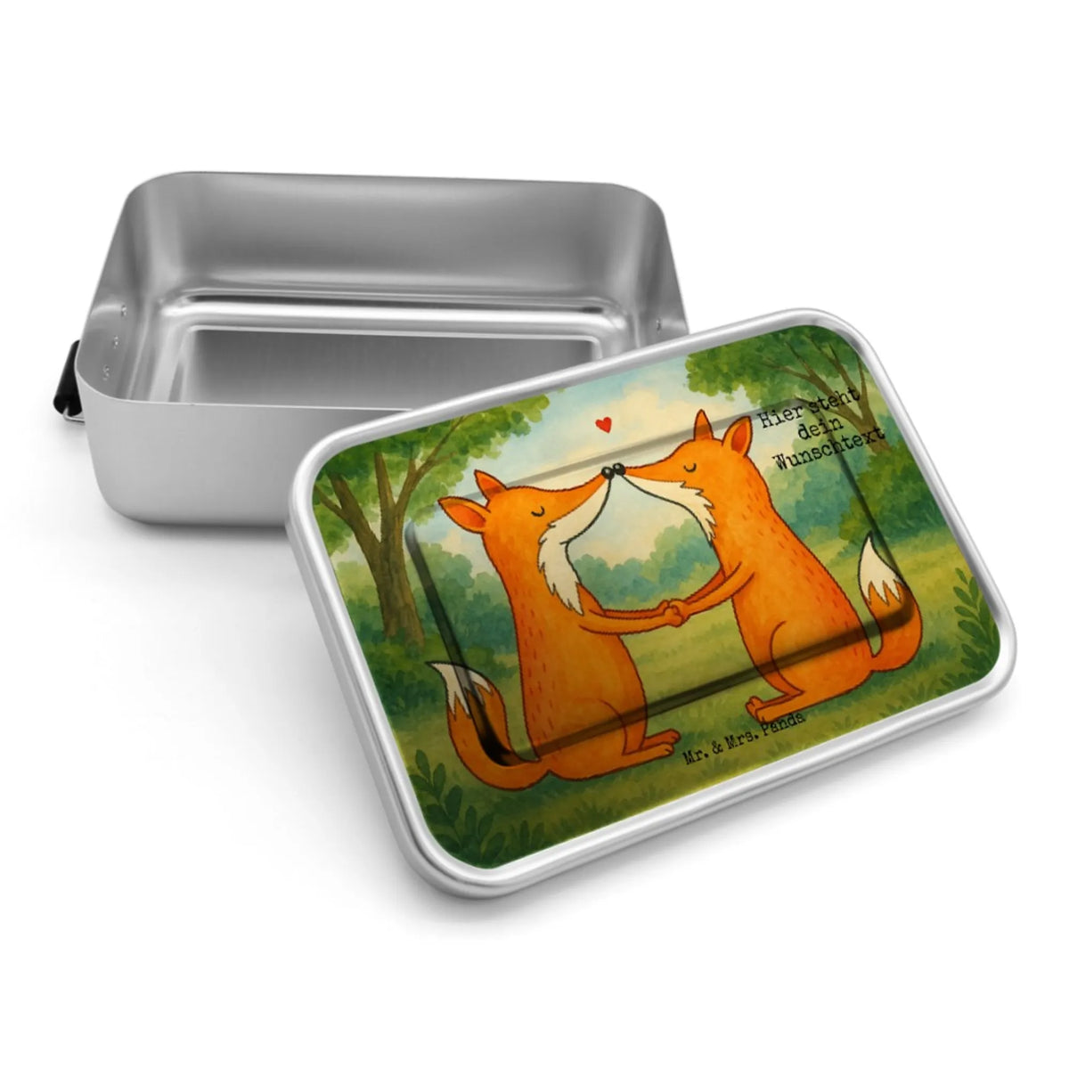 Personalized Metal Lunch Box foxes Love Design animal lover, foxes, forest wildlife, clever as a fox, fiancée, wife, boyfriend, marriage, girlfriend, proof of love, husband, lovers, couple