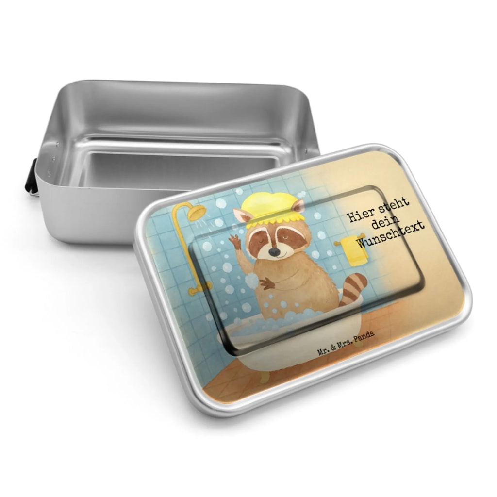 Personalized Metal Lunch Box Raccoon Design Brotdose, Brotdose mit Namen, Kindergarten, Schule, Brotbox, Uni, Brotbox mit Namen, Geschenk mit Namen, Tiermotive, Gute Laune, lustige Sprüche, Tiere, Waschbär, waschen, Tagträumen, Seifenblasen, Fröhlich, Plan