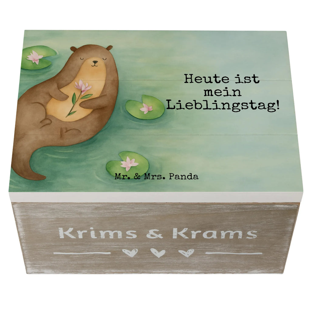 Skrzynia drewniana wydra lilia wodna Design Holzkiste, Kiste, Schatzkiste, Truhe, Schatulle, XXL, Erinnerungsbox, Erinnerungskiste, Dekokiste, Aufbewahrungsbox, Geschenkbox, Geschenkdose, Otter, Fischotter, Seeotter, Otter Seeotter See Otter