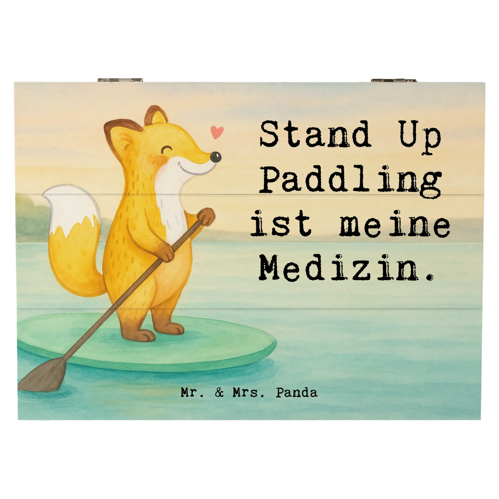 Holzkiste Fuchs Stand Up Paddling Design Erinnerungsbox, Geschenkbox, XXL, Dekokiste, Aufbewahrungsbox, Kiste, Geschenkdose, Erinnerungskiste, Truhe, Holzkiste, Schatzkiste, Schatulle, Geschenk, Sport, Sportart, Hobby, Schenken, Danke, Dankeschön, Auszeichnung, Gewinn, Sportler, Stand up paddle, SUB, subben, Stand Up Paddling, Paddle Boarding