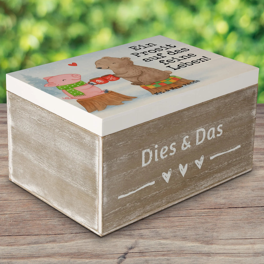 Holzkiste Glühschwein Sause Design Geschenkdose, Erinnerungsbox, Schatulle, Erinnerungskiste, Holzkiste, XXL, Schatzkiste, Aufbewahrungsbox, Kiste, Geschenkbox, Dekokiste, Truhe, Winter, Weihnachten, Weihnachtsdeko, Nikolaus, Advent, Heiligabend, Wintermotiv, Bär, Prost, Schwein, Weihnachtszeit, Alles Gute