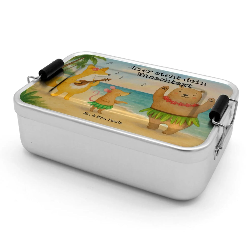 Personalisierte Metall Brotdose Waldtiere Aloha Design Brotbox mit Namen, Brotdose mit Namen, Uni, Kindergarten, Brotbox, Brotdose, Schule, Geschenk mit Namen, Tiermotive, Gute Laune, lustige Sprüche, Tiere, Lachen, Bär, Musik, Hase, Leben, Tanzen, Waldtiere, Wald, Igel, Aloha