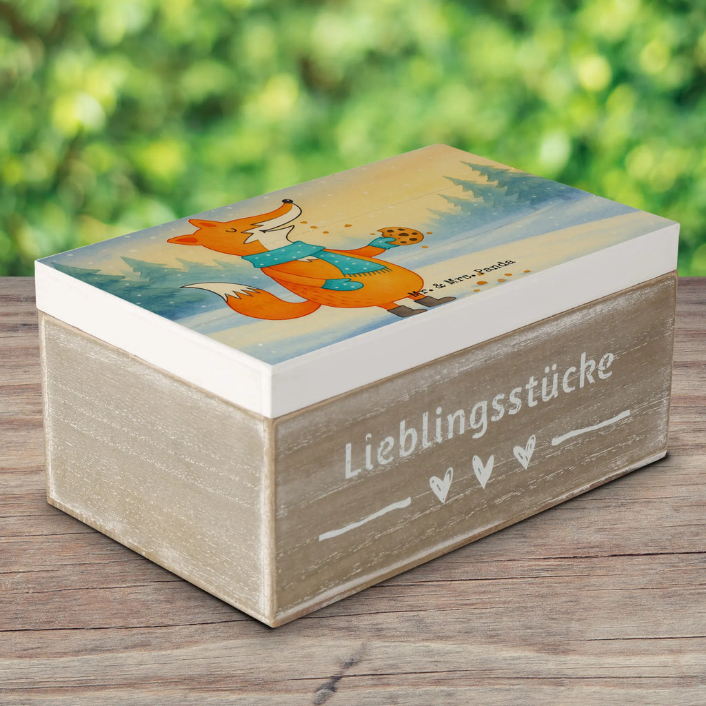 Holzkiste Fuchs Keks Design Truhe, Geschenkbox, Schatzkiste, Holzkiste, Erinnerungskiste, Erinnerungsbox, Dekokiste, Aufbewahrungsbox, Schatulle, Kiste, XXL, Geschenkdose, Fuchs, Winter, Plätzchen, Weihnachtszeit, Backen Spruch, Füchse, Liebe, Kekse, Küche Deko