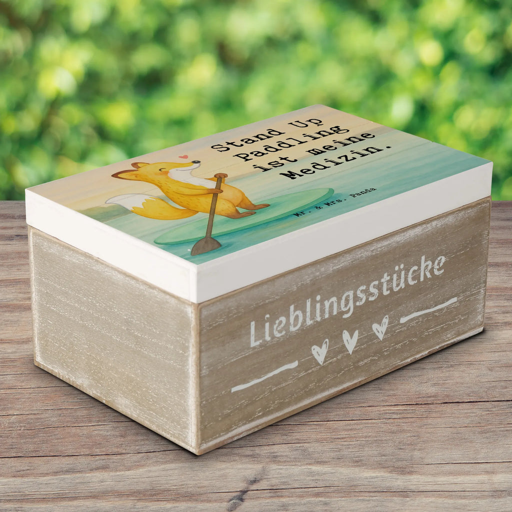 Holzkiste Fuchs Stand Up Paddling Design Erinnerungsbox, Geschenkbox, XXL, Dekokiste, Aufbewahrungsbox, Kiste, Geschenkdose, Erinnerungskiste, Truhe, Holzkiste, Schatzkiste, Schatulle, Geschenk, Sport, Sportart, Hobby, Schenken, Danke, Dankeschön, Auszeichnung, Gewinn, Sportler, Stand up paddle, SUB, subben, Stand Up Paddling, Paddle Boarding