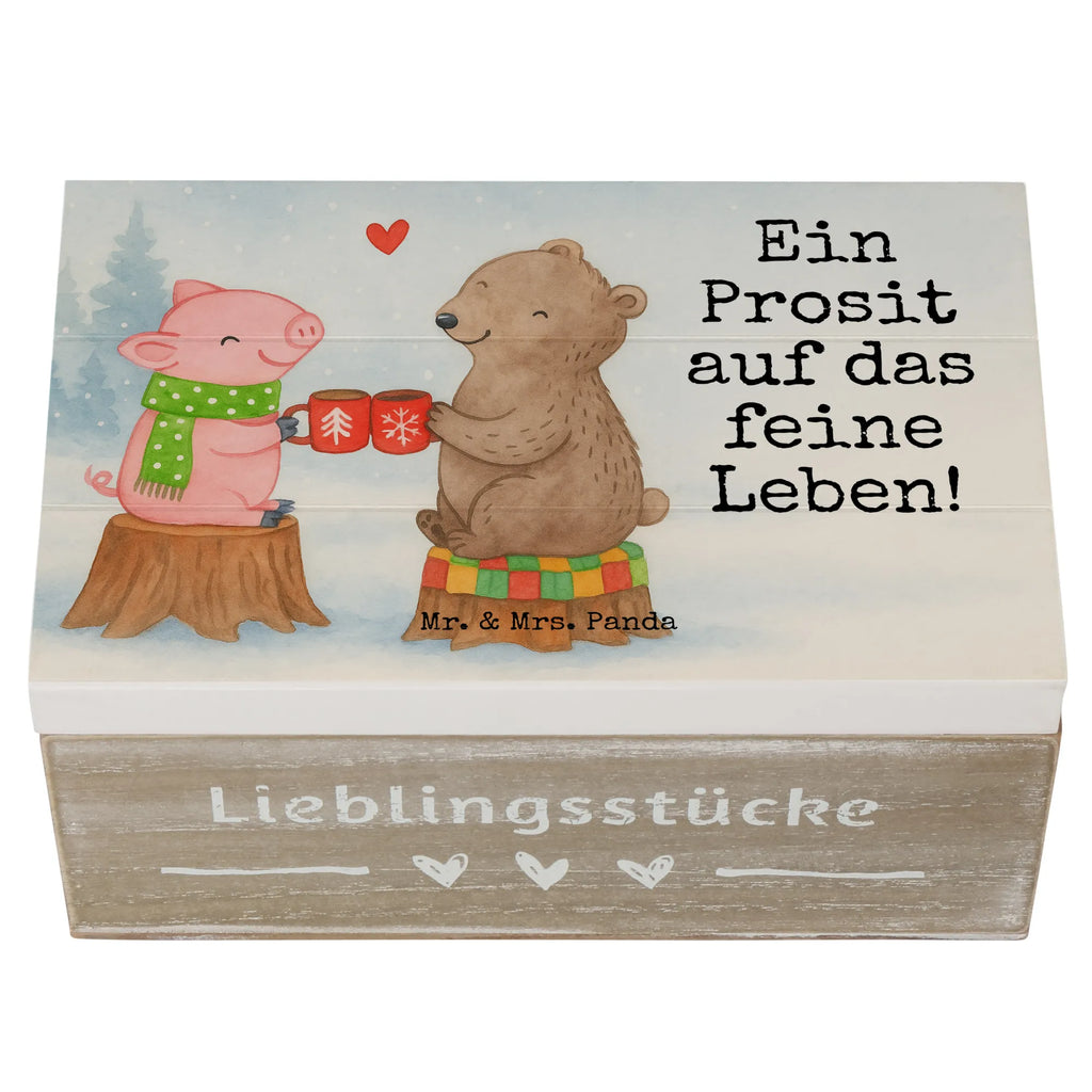 Holzkiste Glühschwein Sause Design Geschenkdose, Erinnerungsbox, Schatulle, Erinnerungskiste, Holzkiste, XXL, Schatzkiste, Aufbewahrungsbox, Kiste, Geschenkbox, Dekokiste, Truhe, Winter, Weihnachten, Weihnachtsdeko, Nikolaus, Advent, Heiligabend, Wintermotiv, Bär, Prost, Schwein, Weihnachtszeit, Alles Gute