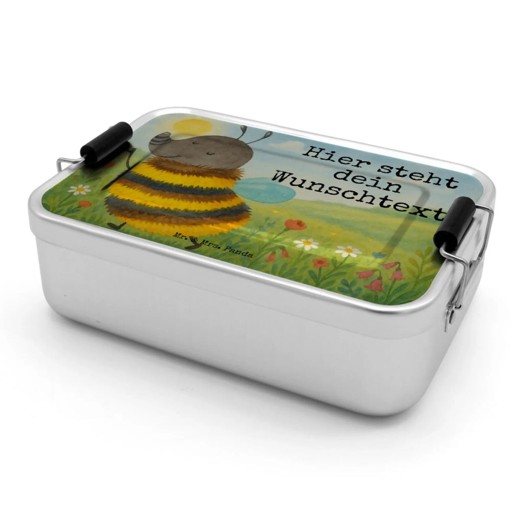 Spersonalizowany metalowy pojemnik na lunch trzmiel puszysty Design Brotdose mit Namen, Brotbox mit Namen, Brotbox, Schule, Kindergarten, Uni, Geschenk mit Namen, Brotdose, Tiermotive, Gute Laune, lustige Sprüche, Tiere, Biene, Blume, Natur, Flauschig, Hummel