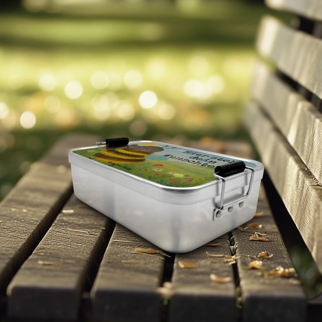 Spersonalizowany metalowy pojemnik na lunch trzmiel puszysty Design Brotdose mit Namen, Brotbox mit Namen, Brotbox, Schule, Kindergarten, Uni, Geschenk mit Namen, Brotdose, Tiermotive, Gute Laune, lustige Sprüche, Tiere, Biene, Blume, Natur, Flauschig, Hummel