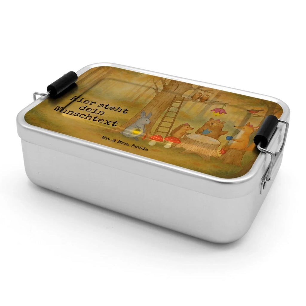 Personalisierte Metall Brotdose Waldtiere Picknick Design Schule, Brotbox mit Namen, Brotbox, Brotdose, Geschenk mit Namen, Brotdose mit Namen, Kindergarten, Uni, Tiermotive, Gute Laune, lustige Sprüche, Tiere, Igel, Hase, Picknick, Waldtiere, Fuchs, Wald, Maus, Eichhörnchen