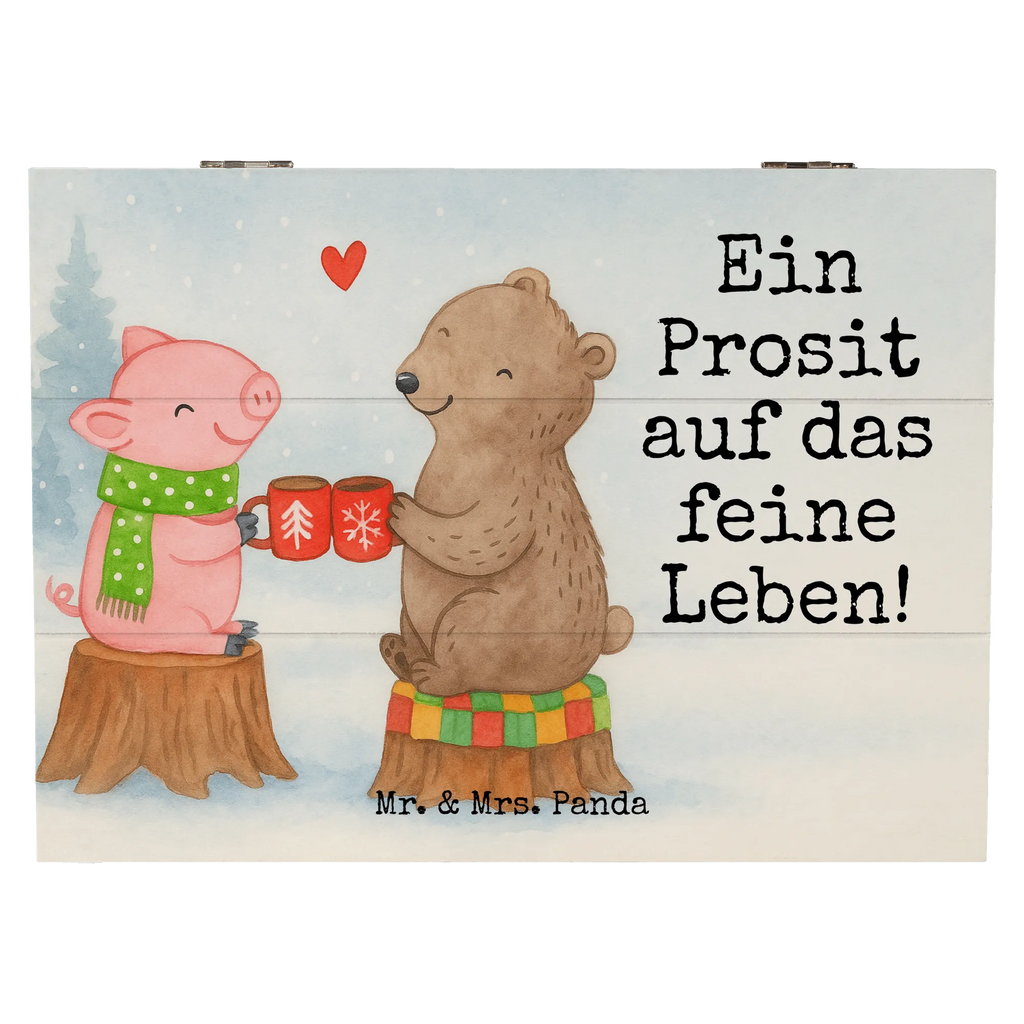 Holzkiste Glühschwein Sause Design Geschenkdose, Erinnerungsbox, Schatulle, Erinnerungskiste, Holzkiste, XXL, Schatzkiste, Aufbewahrungsbox, Kiste, Geschenkbox, Dekokiste, Truhe, Winter, Weihnachten, Weihnachtsdeko, Nikolaus, Advent, Heiligabend, Wintermotiv, Bär, Prost, Schwein, Weihnachtszeit, Alles Gute