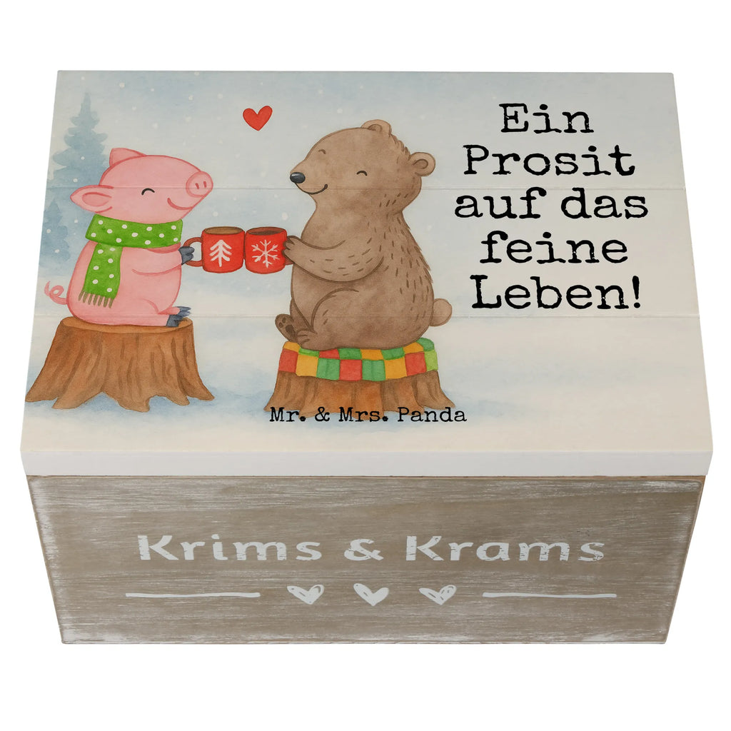 Holzkiste Glühschwein Sause Design Geschenkdose, Erinnerungsbox, Schatulle, Erinnerungskiste, Holzkiste, XXL, Schatzkiste, Aufbewahrungsbox, Kiste, Geschenkbox, Dekokiste, Truhe, Winter, Weihnachten, Weihnachtsdeko, Nikolaus, Advent, Heiligabend, Wintermotiv, Bär, Prost, Schwein, Weihnachtszeit, Alles Gute