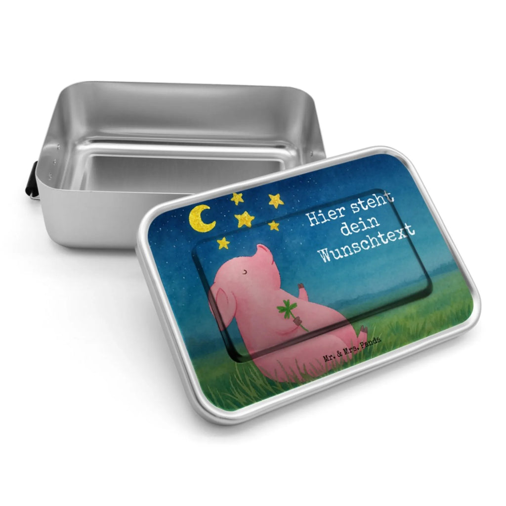 Personalized Metal Lunch Box Pig Luck Design Brotbox mit Namen, Geschenk mit Namen, Brotdose, Brotbox, Brotdose mit Namen, Kindergarten, Schule, Uni, Tiermotive, Gute Laune, lustige Sprüche, Tiere, Sernchen, Sterne, Motivation, Glücksschwein. Glück, Schwein, Schweinchen, Träume, Ziele, Glücksbringer