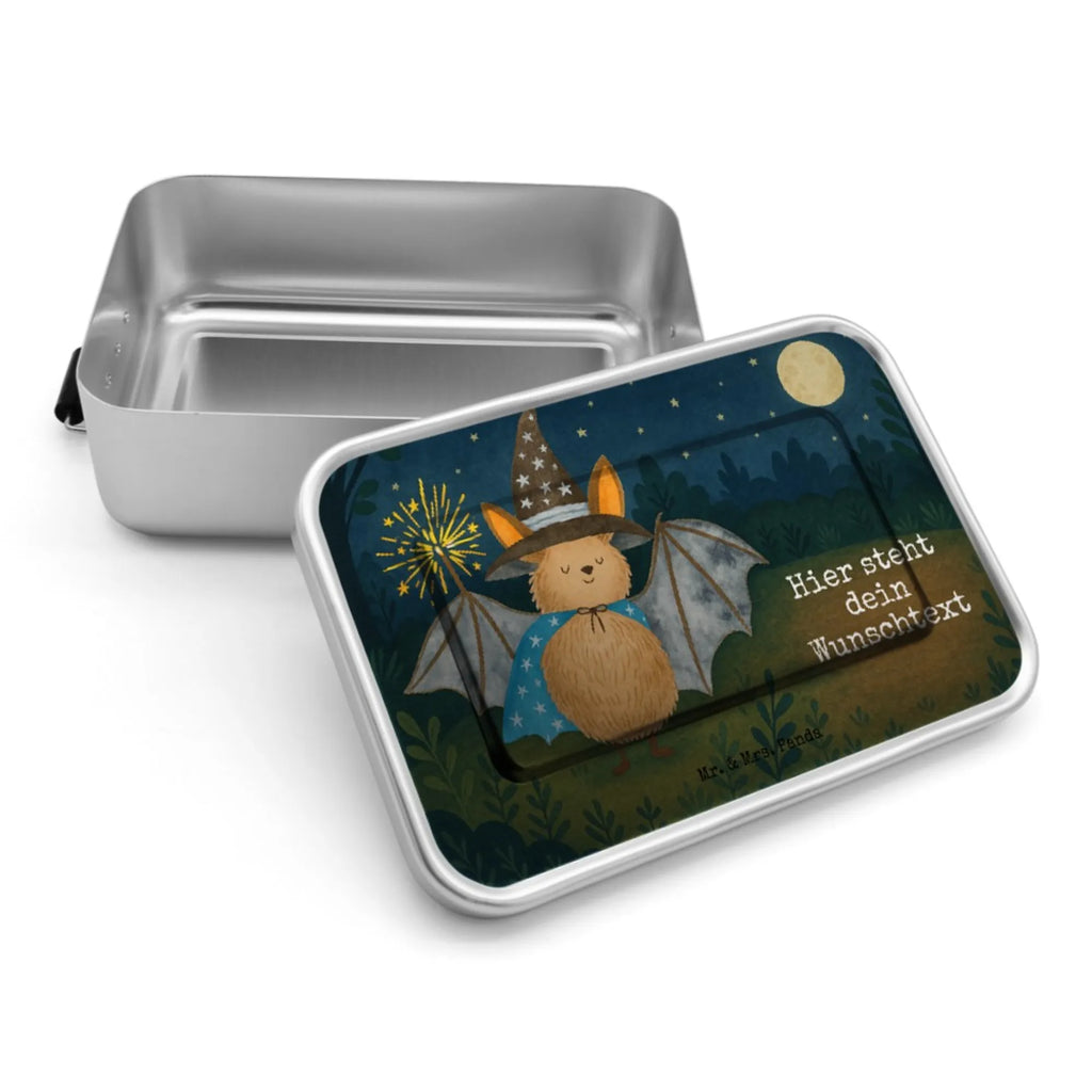 Personalisierte Metall Brotdose Fledermaus Zauberer Design Brotdose mit Namen, Brotbox mit Namen, Brotdose, Geschenk mit Namen, Schule, Brotbox, Uni, Kindergarten, Tiermotive, Gute Laune, lustige Sprüche, Tiere, Frauen, Magier, Zauberer, Fledermaus, Fledermäuse, reinsteigern