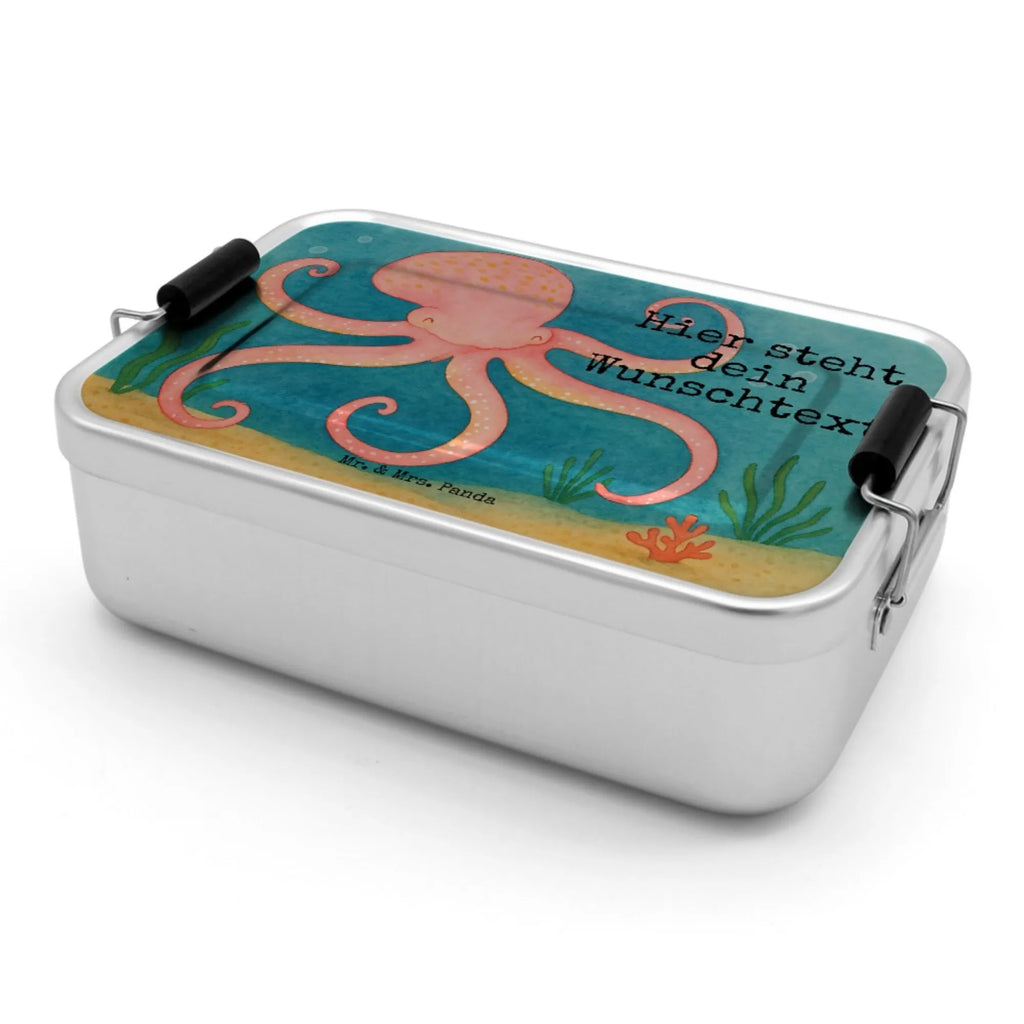 Personalized Metal Lunch Box Squid Design Brotbox mit Namen, Kindergarten, Brotbox, Schule, Brotdose, Brotdose mit Namen, Geschenk mit Namen, Uni, Tiermotive, Gute Laune, lustige Sprüche, Tiere, Wasser, Tintenfisch, Arme, Meer, Meerestier, Krake, Ozean