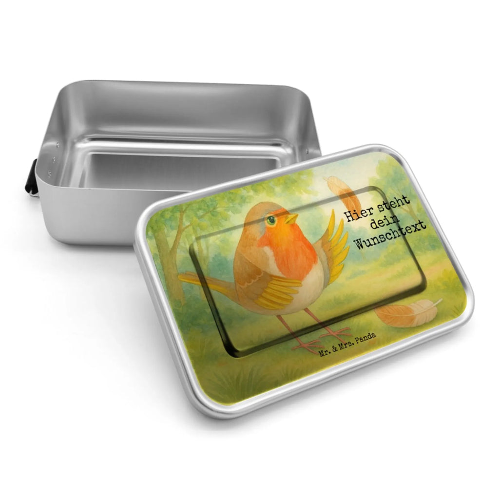 Personalized Metal Lunch Box robin feathers Design Brotbox mit Namen, Brotdose mit Namen, Schule, Uni, Brotdose, Kindergarten, Brotbox, Geschenk mit Namen, Tiermotive, Gute Laune, lustige Sprüche, Tiere, Vogel, Spruch Motivation, Motivation Sprüche, fliegen, What if i fall, Motivationsbilder, Rotkehlchen, Spruch Mut