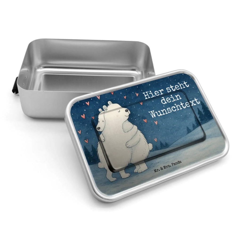 Personalisierte Metall Brotdose Eisbär Umarmen Design Uni, Geschenk mit Namen, Schule, Brotbox, Brotdose mit Namen, Kindergarten, Brotdose, Brotbox mit Namen, Tiermotive, Gute Laune, lustige Sprüche, Tiere