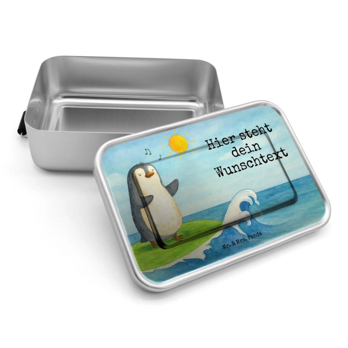 Personalized Metal Lunch Box Penguin surfer Design North Pole, Penguins, waves, wave riding, surfing, holidays, penguins, surfers