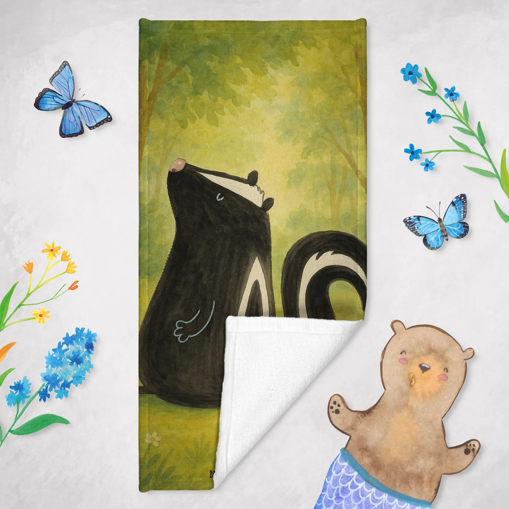 Badehandtuch Stinktier Sitzen Design Duschtuch, Saunatuch, Strandtuch, Badetuch, Kinder Handtuch, Stinktier, Skunk, Spruch, Stinki, Wildtier, Büro, Raubtier, Besserwisser, Stinker, Recht