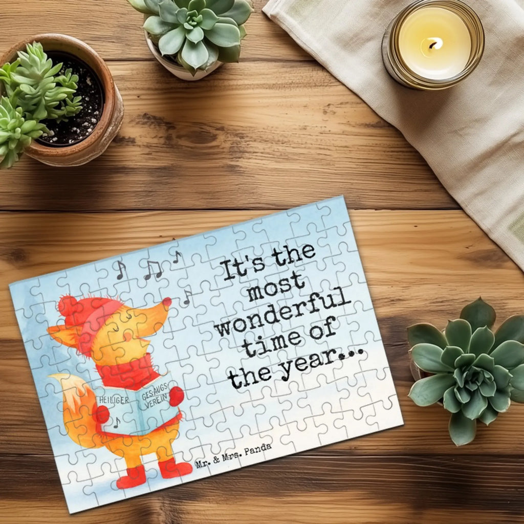 Puzzle Fuchs Sänger Design Puzzle, Winter, Weihnachten, Weihnachtsdeko, Nikolaus, Advent, Heiligabend, Wintermotiv, Sänger, Geschenk Sänger, Fuchs, Füchse, Singen, Weihnachtslieder