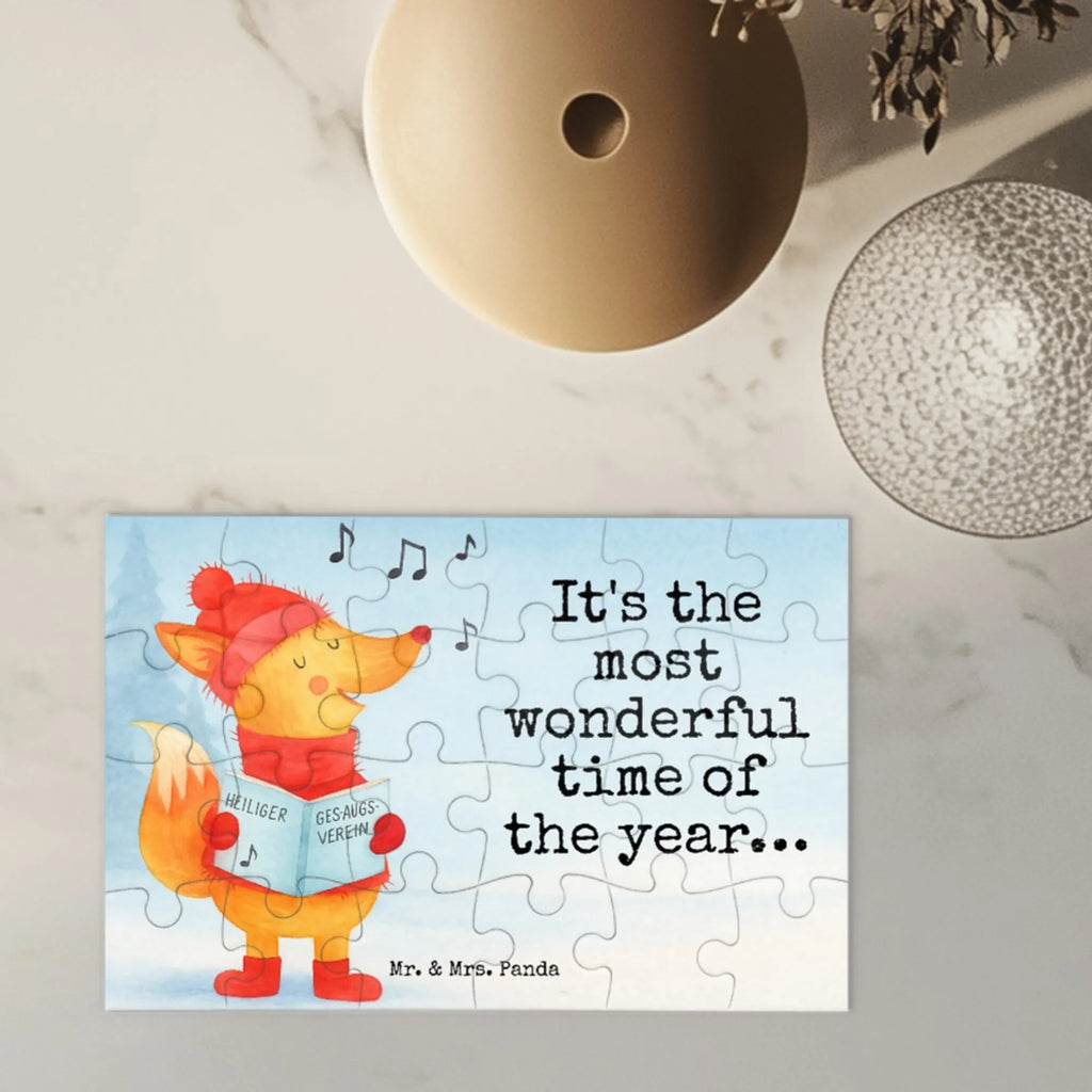 Puzzle Fuchs Sänger Design Puzzle, Winter, Weihnachten, Weihnachtsdeko, Nikolaus, Advent, Heiligabend, Wintermotiv, Sänger, Geschenk Sänger, Fuchs, Füchse, Singen, Weihnachtslieder