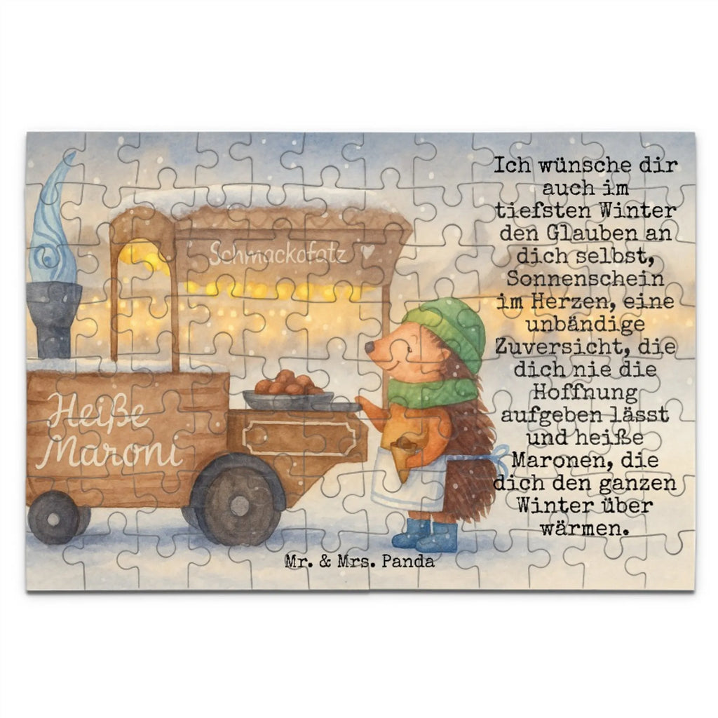 Puzzle Igel Maronen Design Puzzle, Winter, Weihnachten, Weihnachtsdeko, Nikolaus, Advent, Heiligabend, Wintermotiv, Maronen, Duft, Kastanien, Weihnachtsmarkt