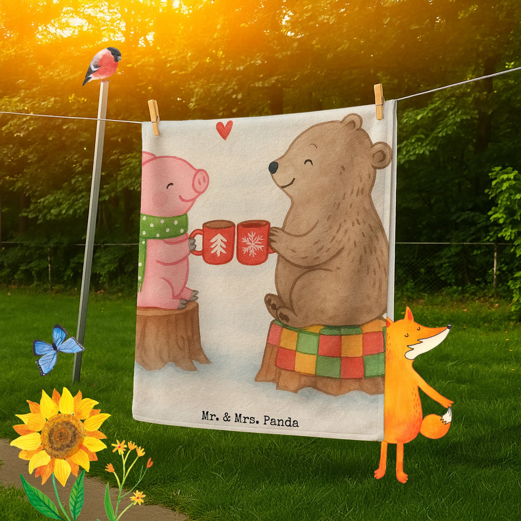 Badehandtuch Glühschwein Sause Design Badetuch, Duschtuch, Saunatuch, Kinder Handtuch, Strandtuch, Winter, Weihnachten, Weihnachtsdeko, Nikolaus, Advent, Heiligabend, Wintermotiv, Alles Gute, Prost, Schwein, Bär, Weihnachtszeit