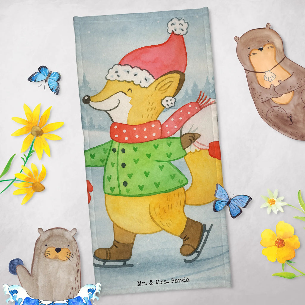Badehandtuch Fuchs  Schlittschuhe Design Kinder Handtuch, Badetuch, Strandtuch, Saunatuch, Duschtuch, Winter, Weihnachten, Weihnachtsdeko, Nikolaus, Advent, Heiligabend, Wintermotiv, Weihnachtszeit, Weihnachtsmann, Tannenbaum, Weihnachtstage, Weihnachtsbaum