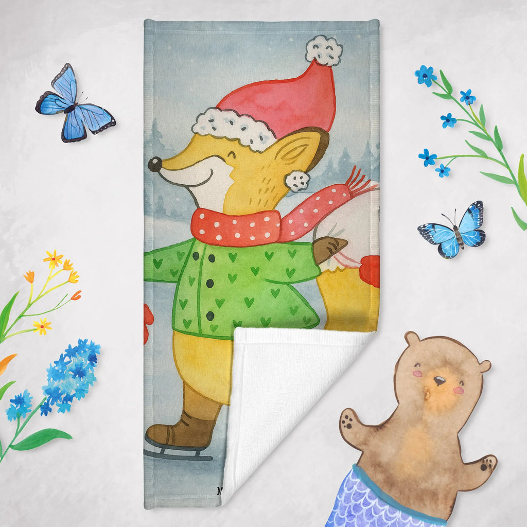 Badehandtuch Fuchs  Schlittschuhe Design Kinder Handtuch, Badetuch, Strandtuch, Saunatuch, Duschtuch, Winter, Weihnachten, Weihnachtsdeko, Nikolaus, Advent, Heiligabend, Wintermotiv, Weihnachtszeit, Weihnachtsmann, Tannenbaum, Weihnachtstage, Weihnachtsbaum