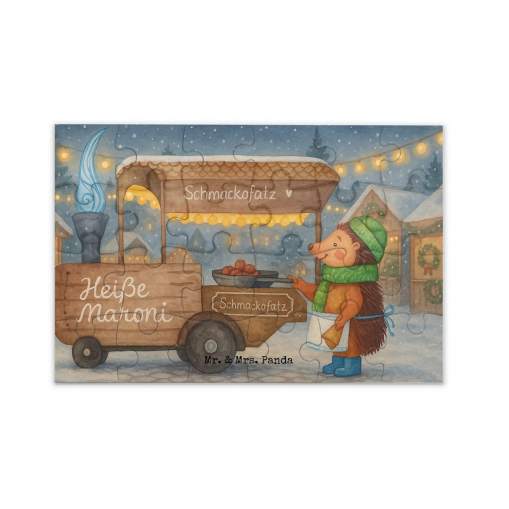 Puzzle Igel Maronen Design Puzzle, Winter, Weihnachten, Weihnachtsdeko, Nikolaus, Advent, Heiligabend, Wintermotiv, Maronen, Duft, Kastanien, Weihnachtsmarkt