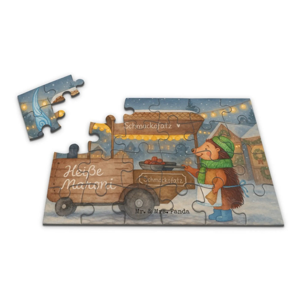 Puzzle Igel Maronen Design Puzzle, Winter, Weihnachten, Weihnachtsdeko, Nikolaus, Advent, Heiligabend, Wintermotiv, Maronen, Duft, Kastanien, Weihnachtsmarkt