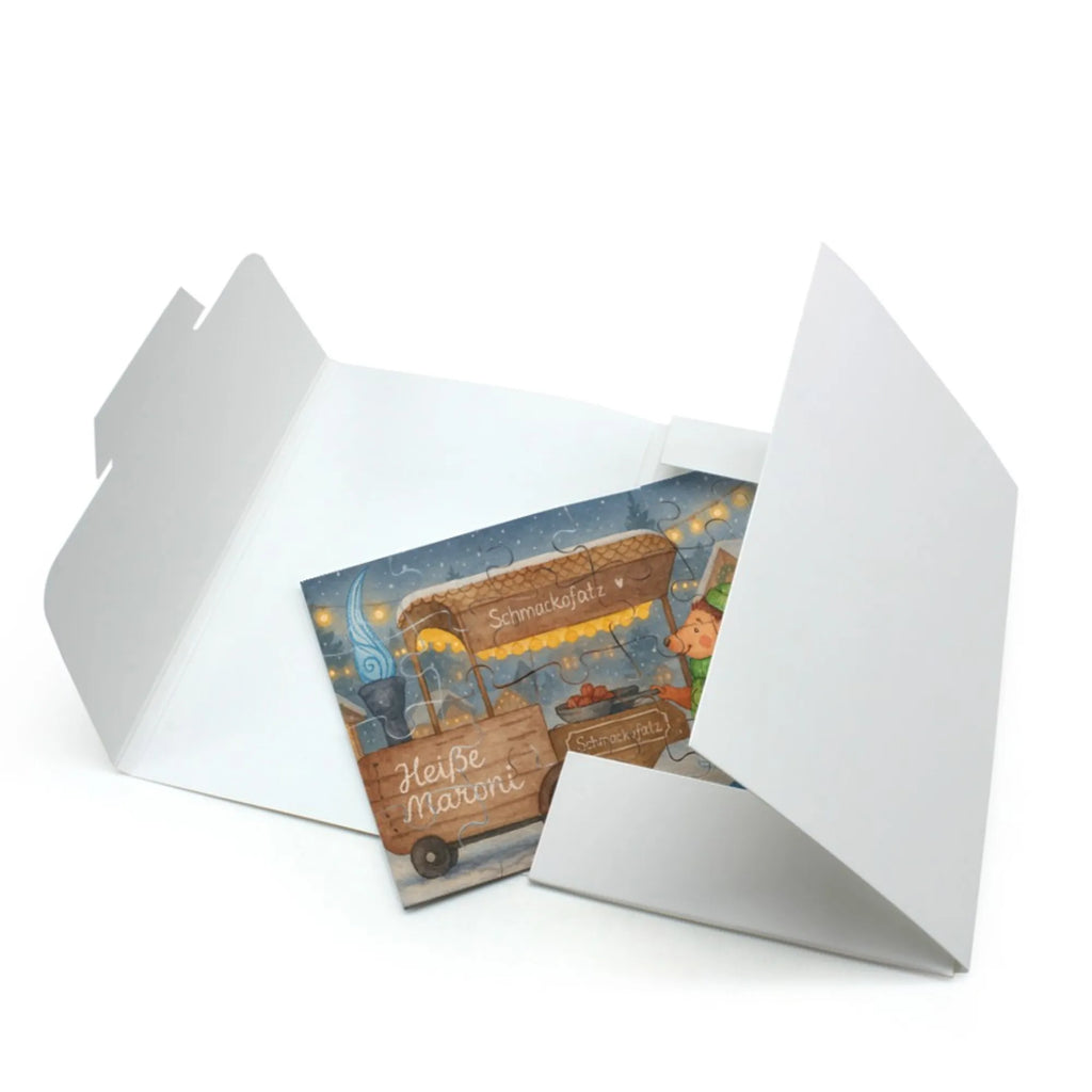 Puzzle Igel Maronen Design Puzzle, Winter, Weihnachten, Weihnachtsdeko, Nikolaus, Advent, Heiligabend, Wintermotiv, Maronen, Duft, Kastanien, Weihnachtsmarkt