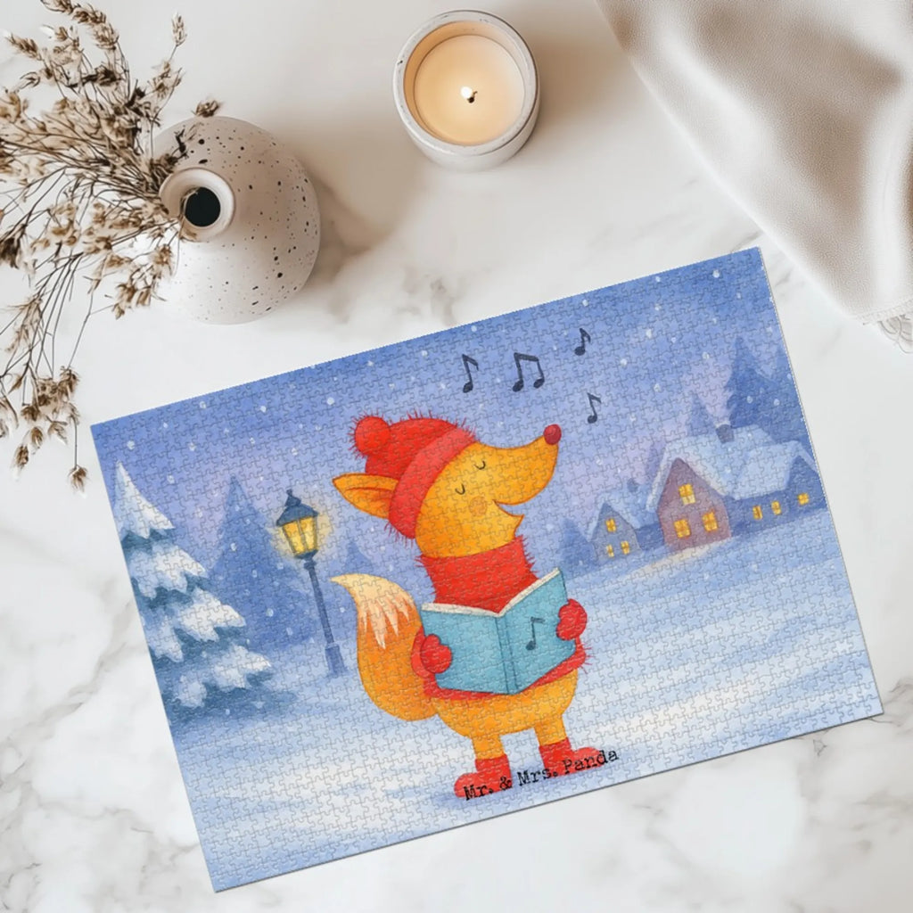 Puzzle Fuchs Sänger Design Puzzle, Winter, Weihnachten, Weihnachtsdeko, Nikolaus, Advent, Heiligabend, Wintermotiv, Sänger, Geschenk Sänger, Fuchs, Füchse, Singen, Weihnachtslieder