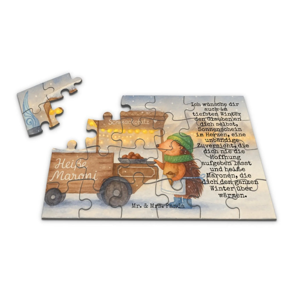 Puzzle Igel Maronen Design Puzzle, Winter, Weihnachten, Weihnachtsdeko, Nikolaus, Advent, Heiligabend, Wintermotiv, Maronen, Duft, Kastanien, Weihnachtsmarkt