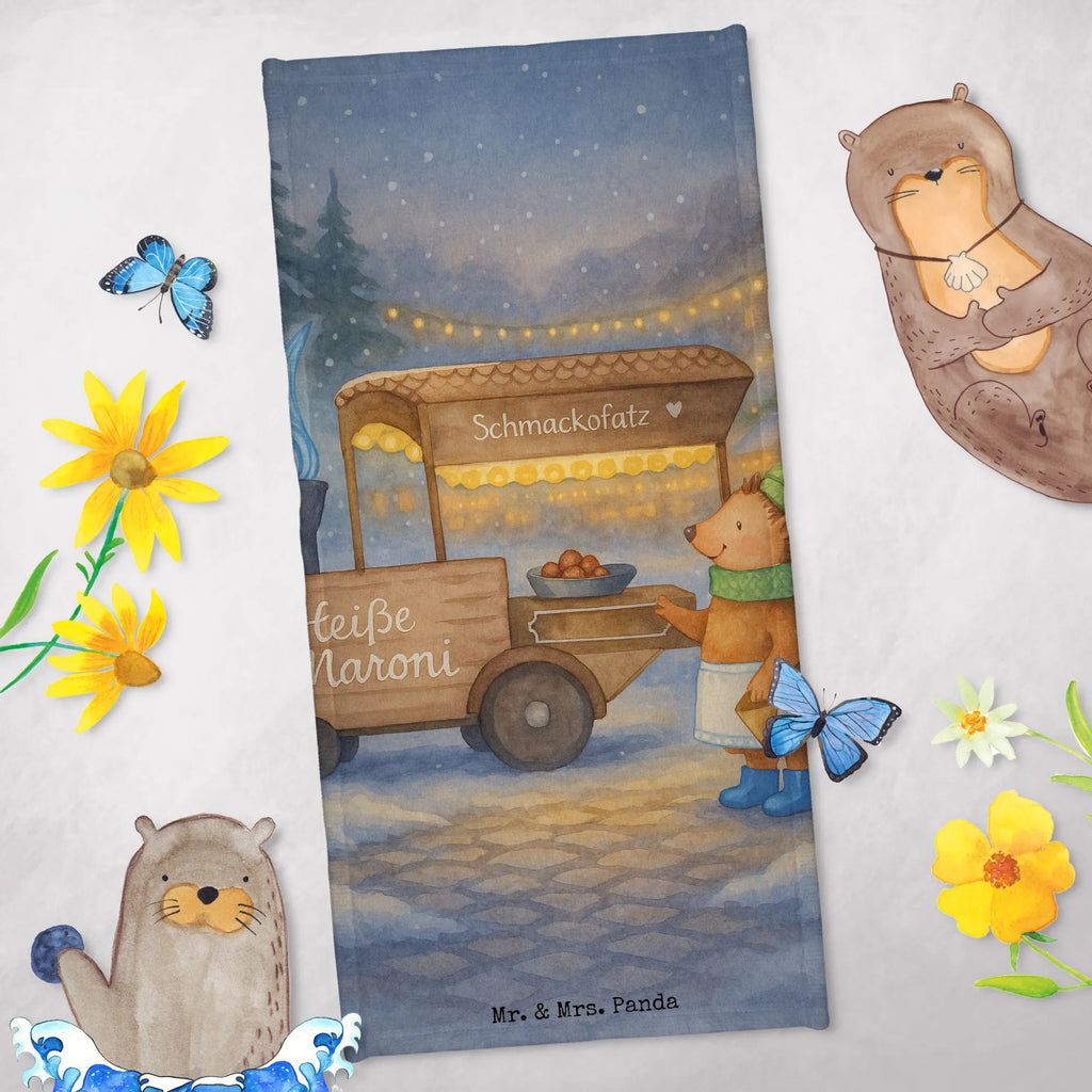 Badehandtuch Igel Maronen Design Strandtuch, Badetuch, Saunatuch, Duschtuch, Kinder Handtuch, Winter, Weihnachten, Weihnachtsdeko, Nikolaus, Advent, Heiligabend, Wintermotiv, Weihnachtsmarkt, Kastanien, Maronen, Duft