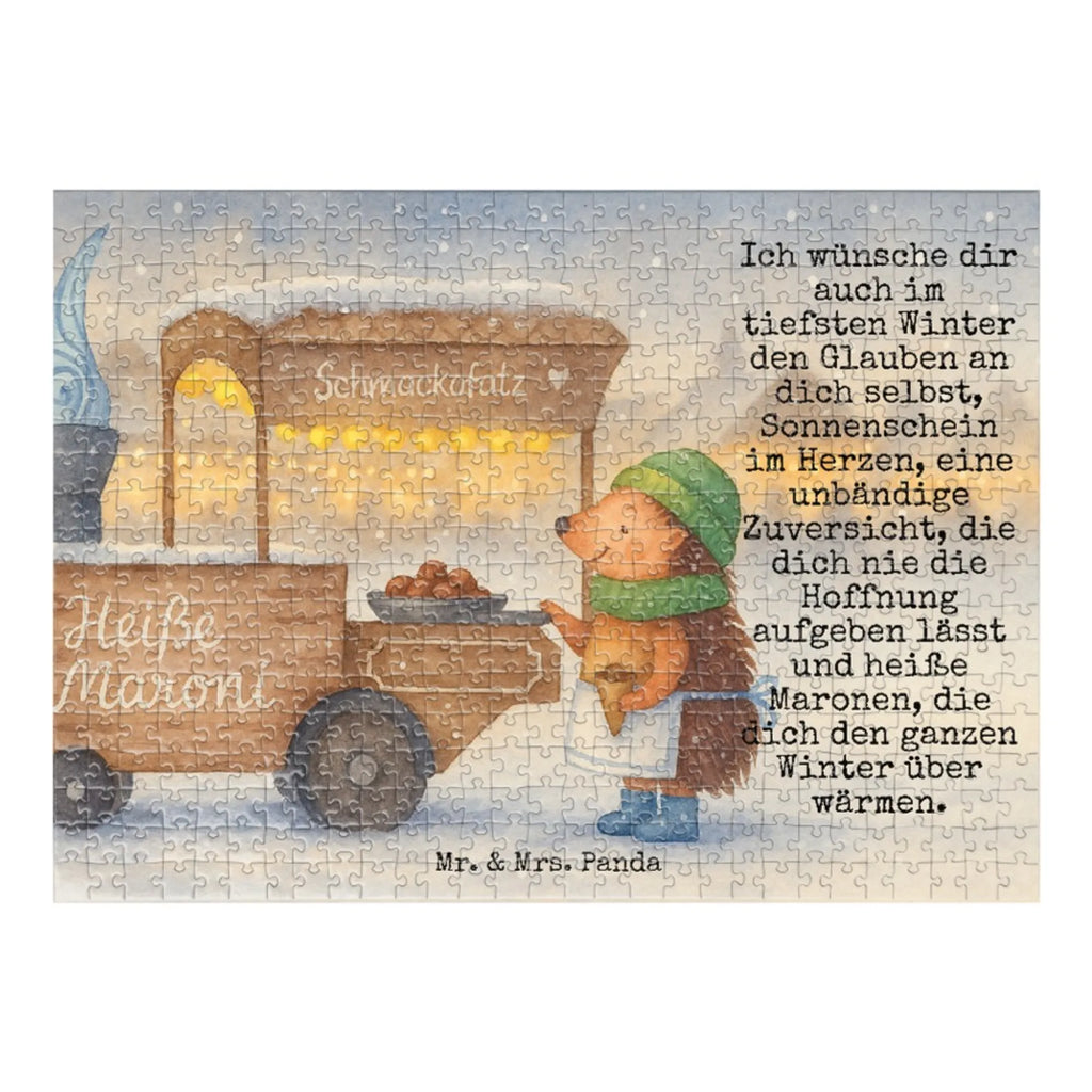 Puzzle Igel Maronen Design Puzzle, Winter, Weihnachten, Weihnachtsdeko, Nikolaus, Advent, Heiligabend, Wintermotiv, Maronen, Duft, Kastanien, Weihnachtsmarkt