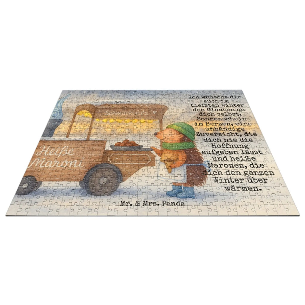 Puzzle Igel Maronen Design Puzzle, Winter, Weihnachten, Weihnachtsdeko, Nikolaus, Advent, Heiligabend, Wintermotiv, Maronen, Duft, Kastanien, Weihnachtsmarkt