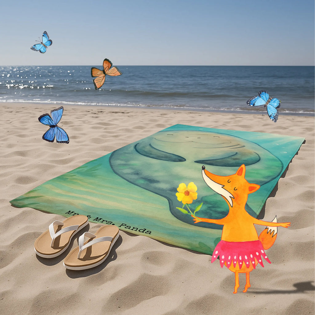 Badehandtuch Seekuh Happy Design Strandtuch, Duschtuch, Kinder Handtuch, Saunatuch, Badetuch, Meerestiere, Meer, Urlaub, Liebeskummer, Seekuh, Neuanfang, Neustart, Zufrieden, Selbstliebe, Seekühe, Freundin, Achtsamkeit, Respekt