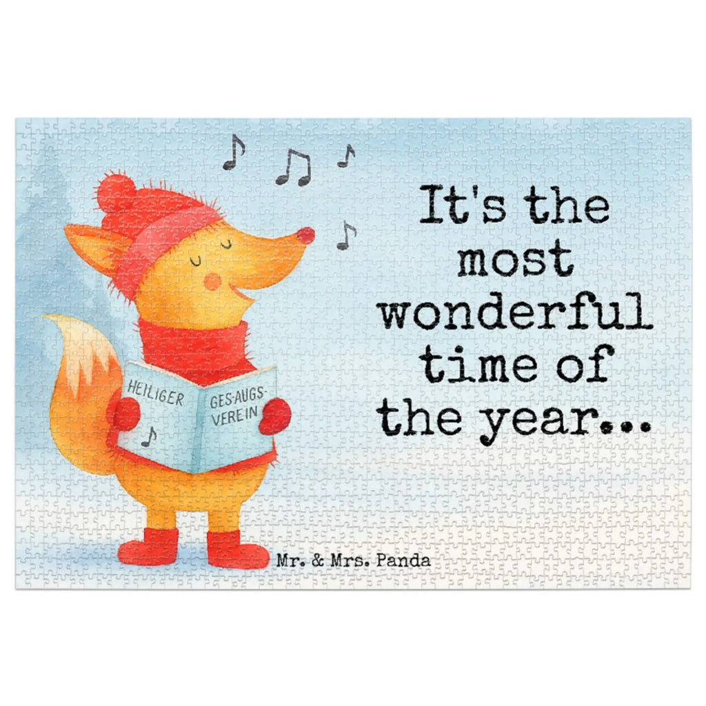 Puzzle Fuchs Sänger Design Puzzle, Winter, Weihnachten, Weihnachtsdeko, Nikolaus, Advent, Heiligabend, Wintermotiv, Sänger, Geschenk Sänger, Fuchs, Füchse, Singen, Weihnachtslieder
