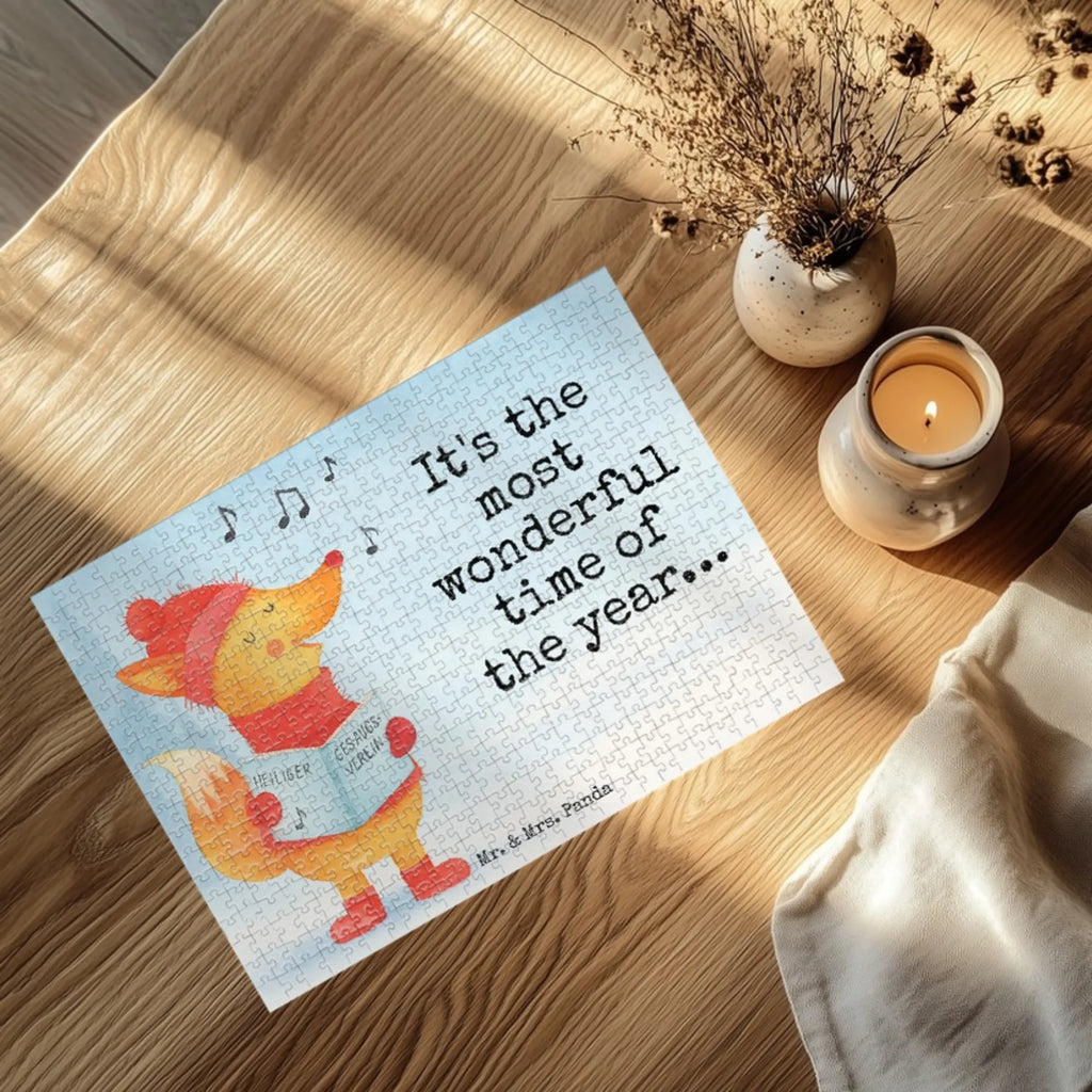 Puzzle Fuchs Sänger Design Puzzle, Winter, Weihnachten, Weihnachtsdeko, Nikolaus, Advent, Heiligabend, Wintermotiv, Sänger, Geschenk Sänger, Fuchs, Füchse, Singen, Weihnachtslieder