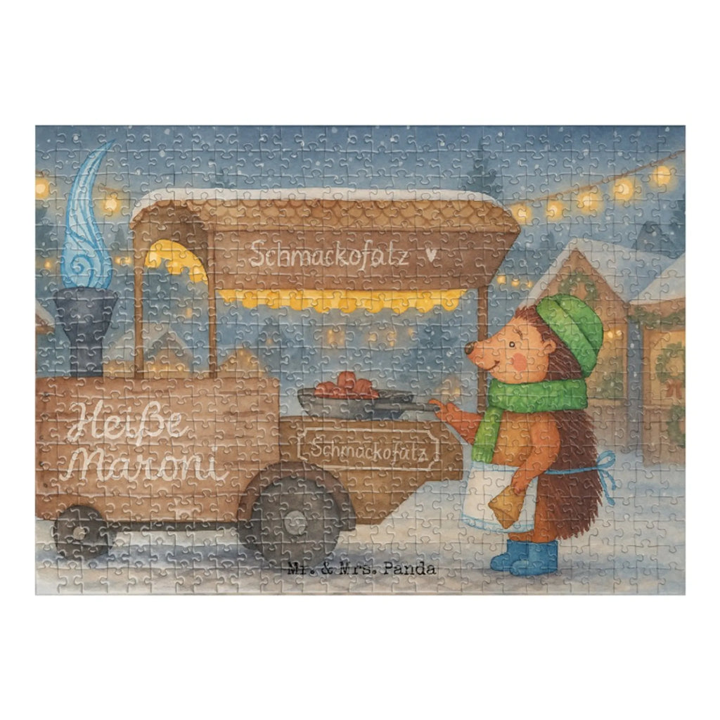 Puzzle Igel Maronen Design Puzzle, Winter, Weihnachten, Weihnachtsdeko, Nikolaus, Advent, Heiligabend, Wintermotiv, Maronen, Duft, Kastanien, Weihnachtsmarkt