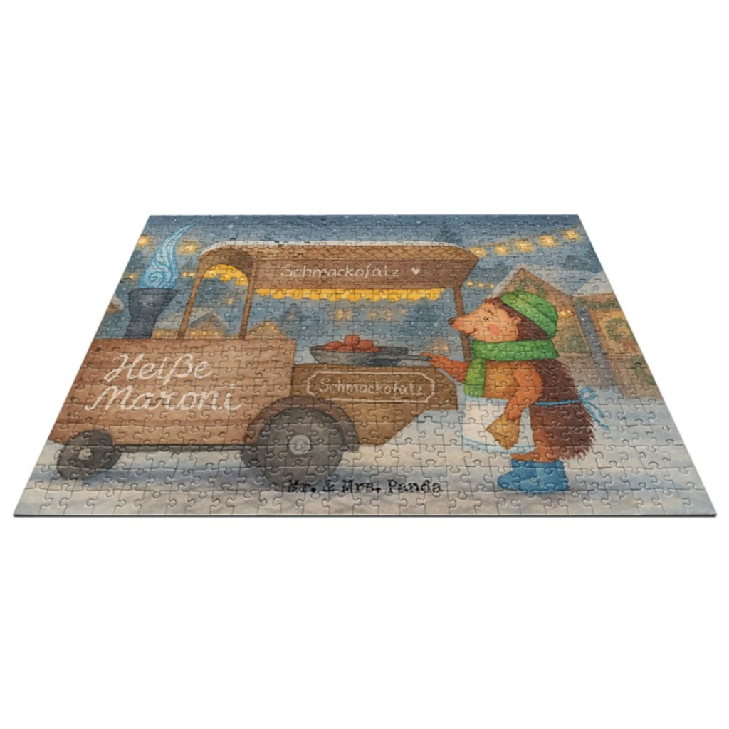 Puzzle Igel Maronen Design Puzzle, Winter, Weihnachten, Weihnachtsdeko, Nikolaus, Advent, Heiligabend, Wintermotiv, Maronen, Duft, Kastanien, Weihnachtsmarkt