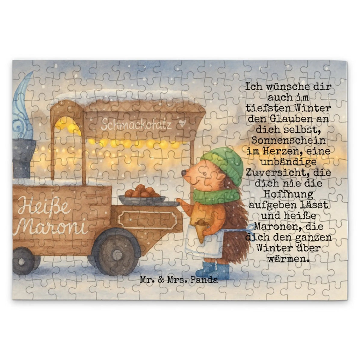 Puzzle Jeż kasztany Design Boże Narodzenie, Adwent, Mikołaj, Wigilia, dekoracje świąteczne, Zima, zimowy motyw