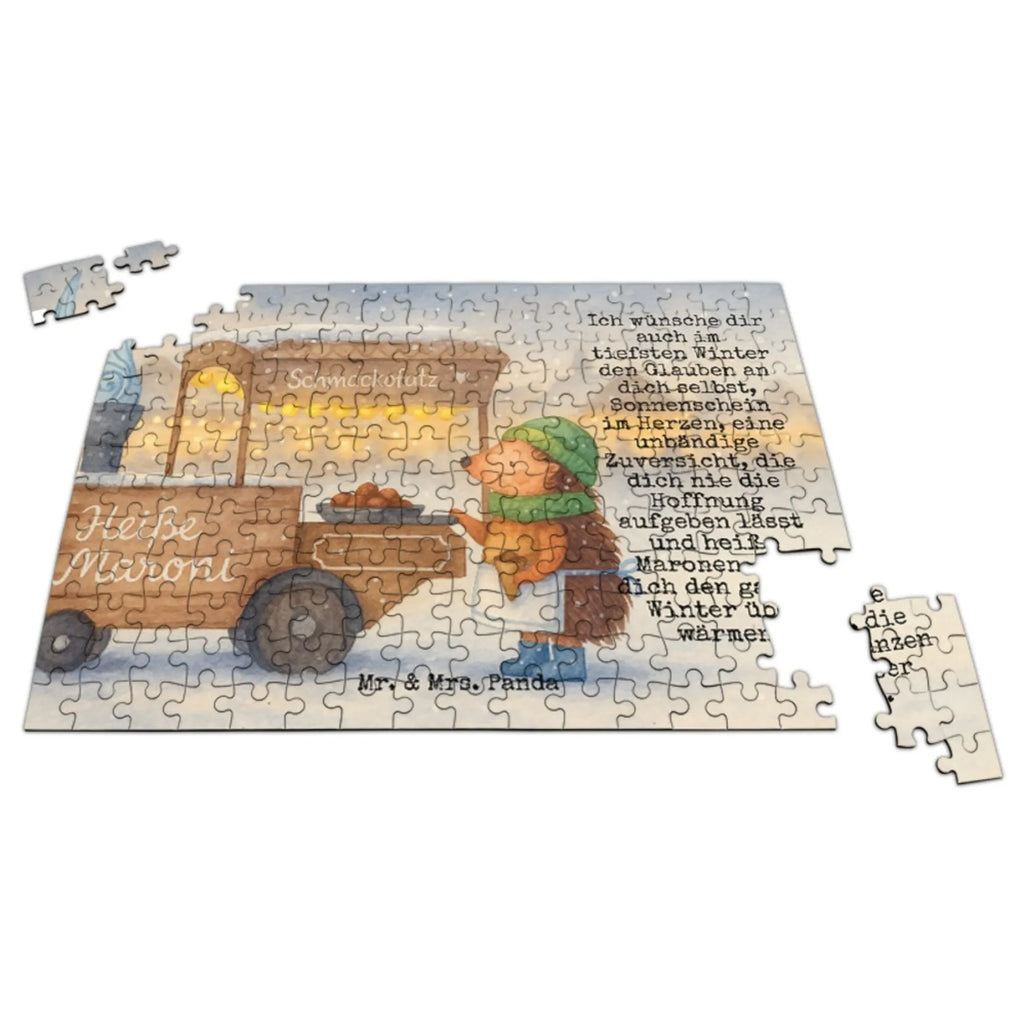 Puzzle Igel Maronen Design Puzzle, Winter, Weihnachten, Weihnachtsdeko, Nikolaus, Advent, Heiligabend, Wintermotiv, Maronen, Duft, Kastanien, Weihnachtsmarkt