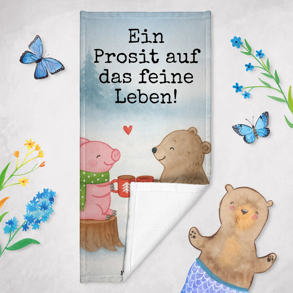 Badehandtuch Glühschwein Sause Design Badetuch, Duschtuch, Saunatuch, Kinder Handtuch, Strandtuch, Winter, Weihnachten, Weihnachtsdeko, Nikolaus, Advent, Heiligabend, Wintermotiv, Alles Gute, Prost, Schwein, Bär, Weihnachtszeit