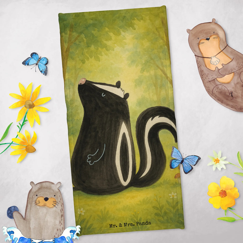 Badehandtuch Stinktier Sitzen Design Duschtuch, Saunatuch, Strandtuch, Badetuch, Kinder Handtuch, Stinktier, Skunk, Spruch, Stinki, Wildtier, Büro, Raubtier, Besserwisser, Stinker, Recht