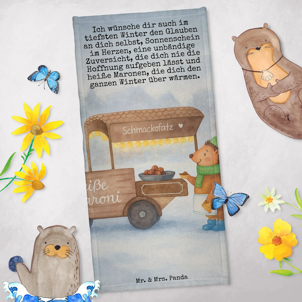 Badehandtuch Igel Maronen Design Strandtuch, Badetuch, Saunatuch, Duschtuch, Kinder Handtuch, Winter, Weihnachten, Weihnachtsdeko, Nikolaus, Advent, Heiligabend, Wintermotiv, Weihnachtsmarkt, Kastanien, Maronen, Duft