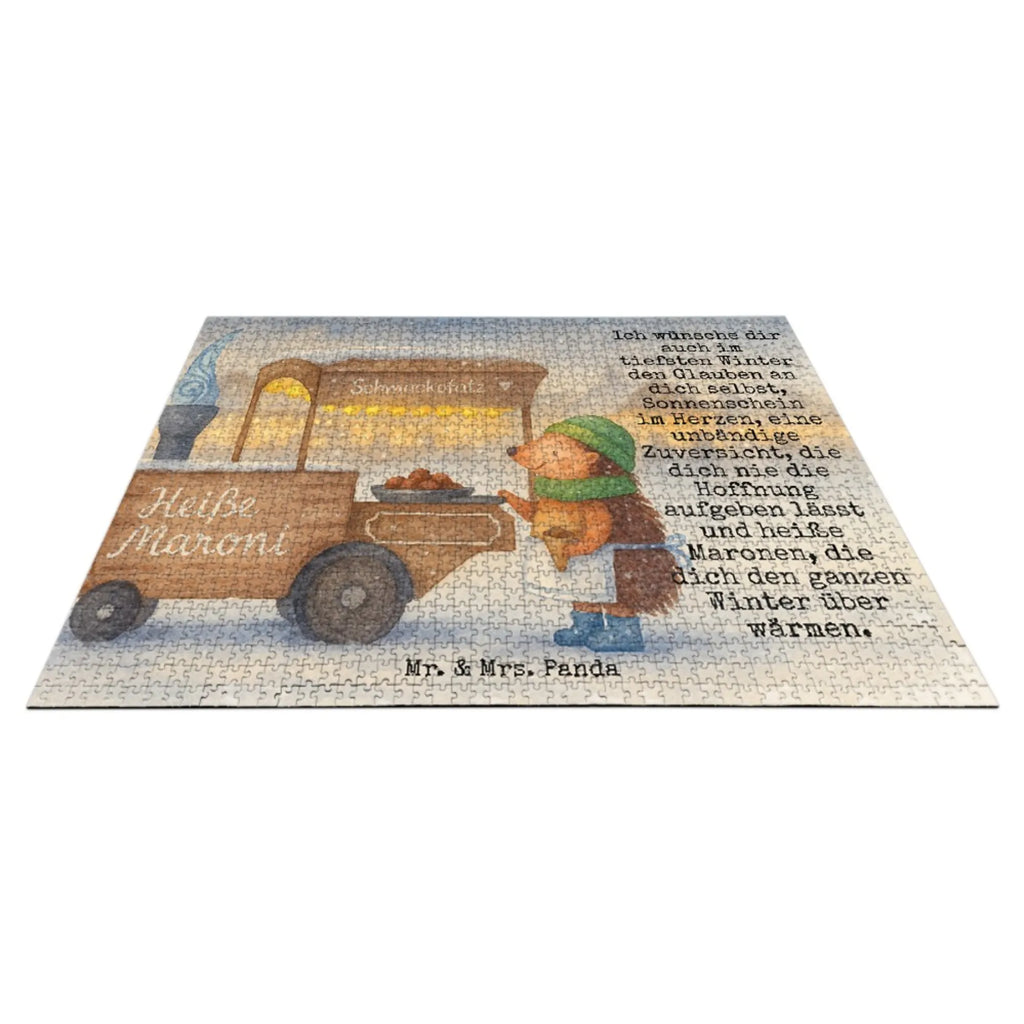 Puzzle Igel Maronen Design Puzzle, Winter, Weihnachten, Weihnachtsdeko, Nikolaus, Advent, Heiligabend, Wintermotiv, Maronen, Duft, Kastanien, Weihnachtsmarkt